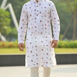 পান পাতা সাদা কালার পাঞ্জাবি |